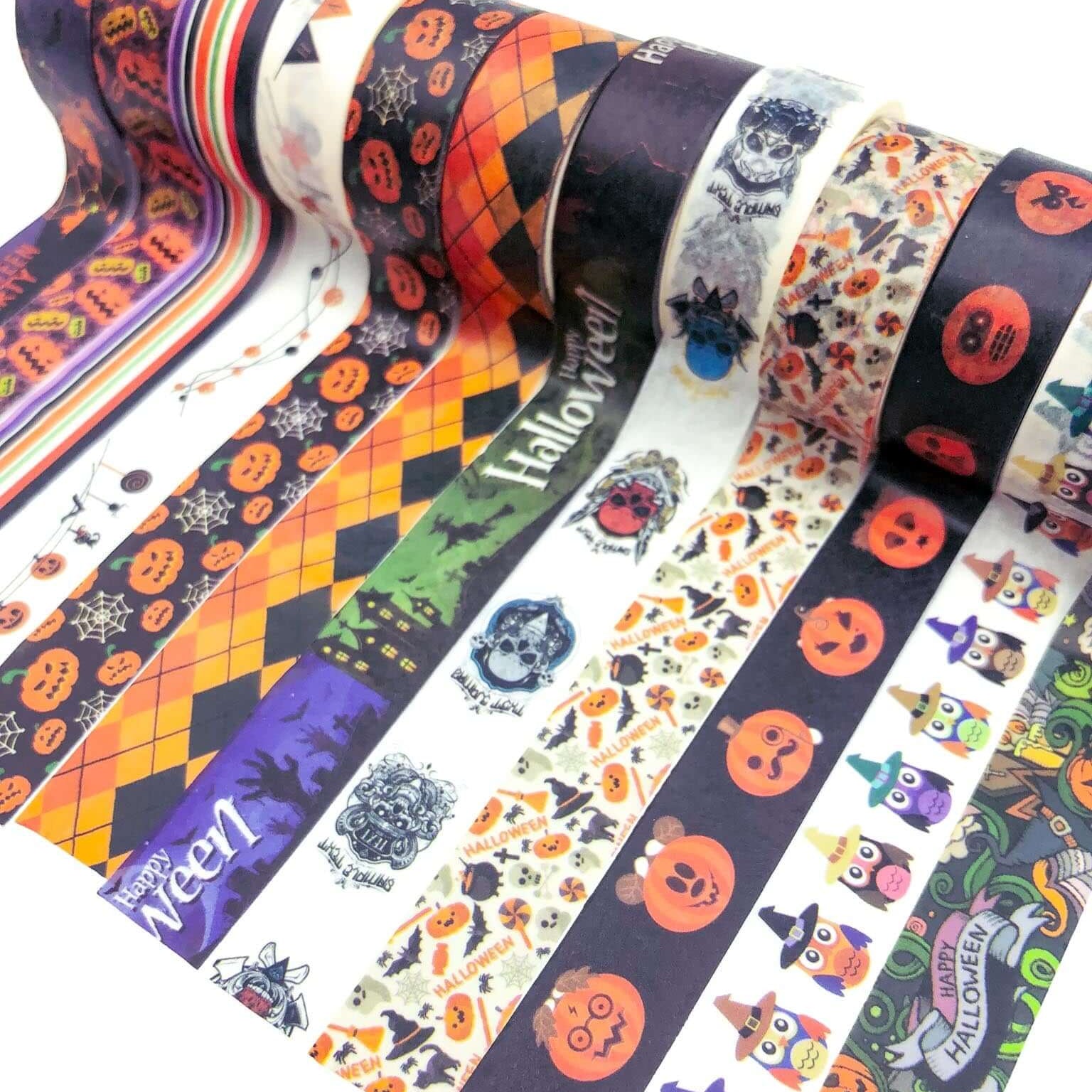 halloween spooky uk washi tape tapes pumpkin witch bats skull orange black purple yellow stationery planner planning
