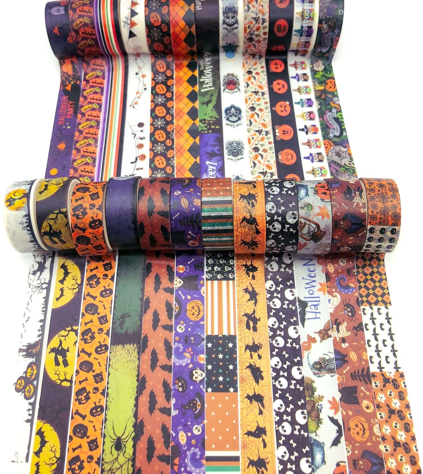 halloween spooky uk washi tape tapes pumpkin witch bats skull orange black purple yellow stationery planner planning