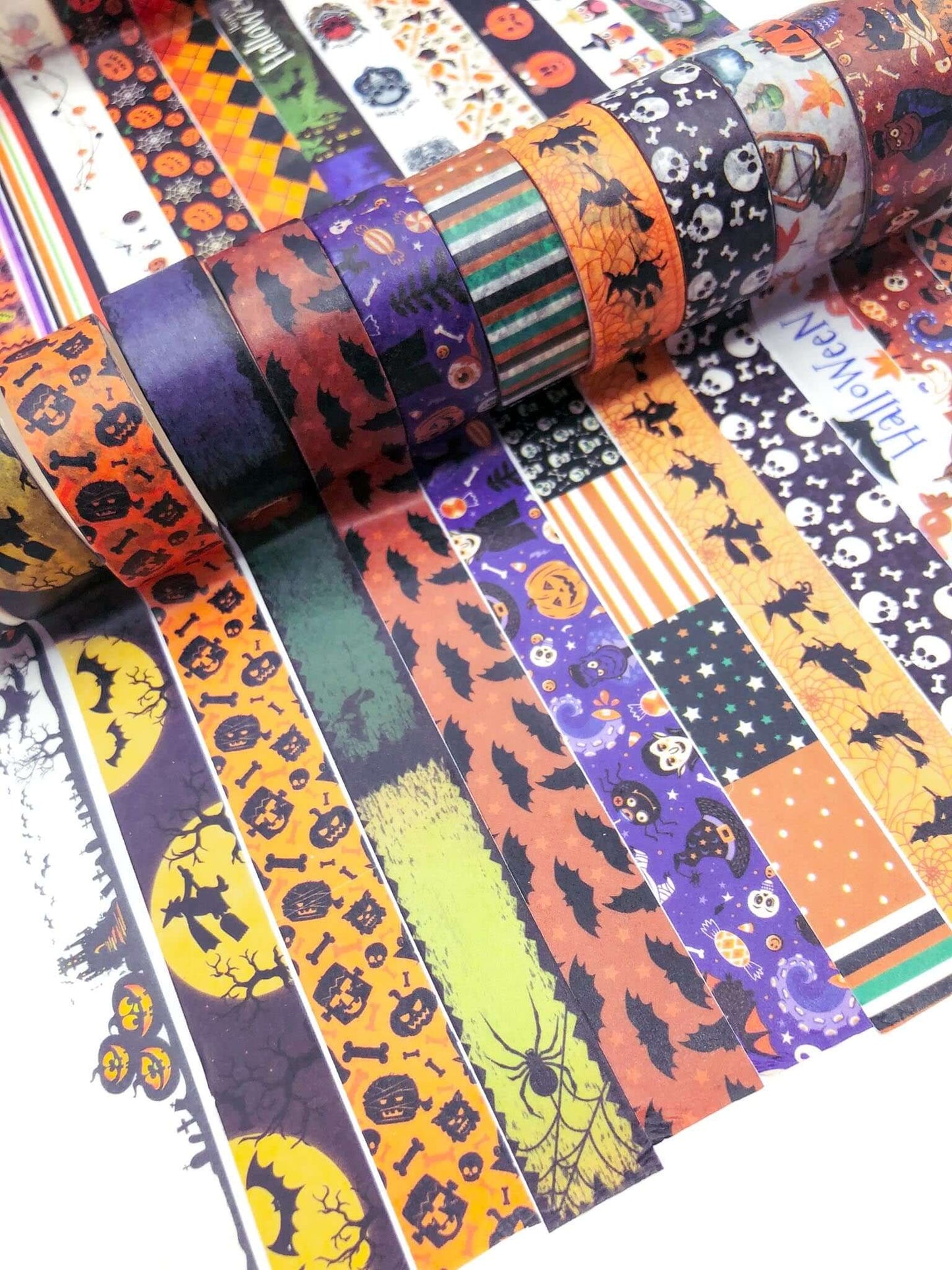 halloween spooky uk washi tape tapes pumpkin witch bats skull orange black purple yellow stationery planner planning