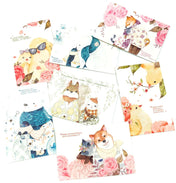 lomo cards mini postcard postcards animals kawaii cute fox bear squirrel rabbit bird cat uk stationery bundle post card 