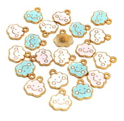 cute happy cloud enamel gold tone charm uk kawaii cute charms craft supplies clouds white pink blue
