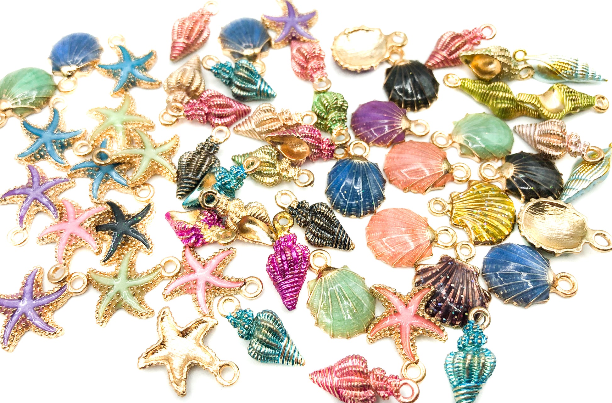 gold tone metal shell shells sea shell charms kawaii alloy enamel uk cute kawaii craft supplies seashell
