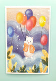 textured semi matte cute kawaii animal postcard postcards post card cards uk stationery fox dog cat bear polar kitten puppy seal rabbit bunny bird individual