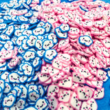 pink blue white poly polymer clay happy smiling cloud clouds slice slices sprinkle sprinkles decoden nail art craft supplies bundle of 50 small mini tiny uk