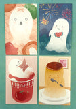 ghost mini lomo cards postcards card ghosts kawaii packs of 4 cute small postcard stationery uk food and drink