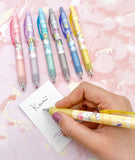 kawaii alice in wonderland black gel ink fineline fine line pen pens cute kawaii stationery uk pink yellow lilac blue grey white rabbit cheshire cat click soft touch