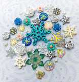 Snowy Festive Silver Turquoise Blue Resin & Acrylic FB Bundle A or B