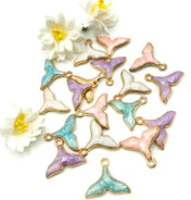 17mm enamel mermaid tail charm charms tails pink lilac turquoise cream