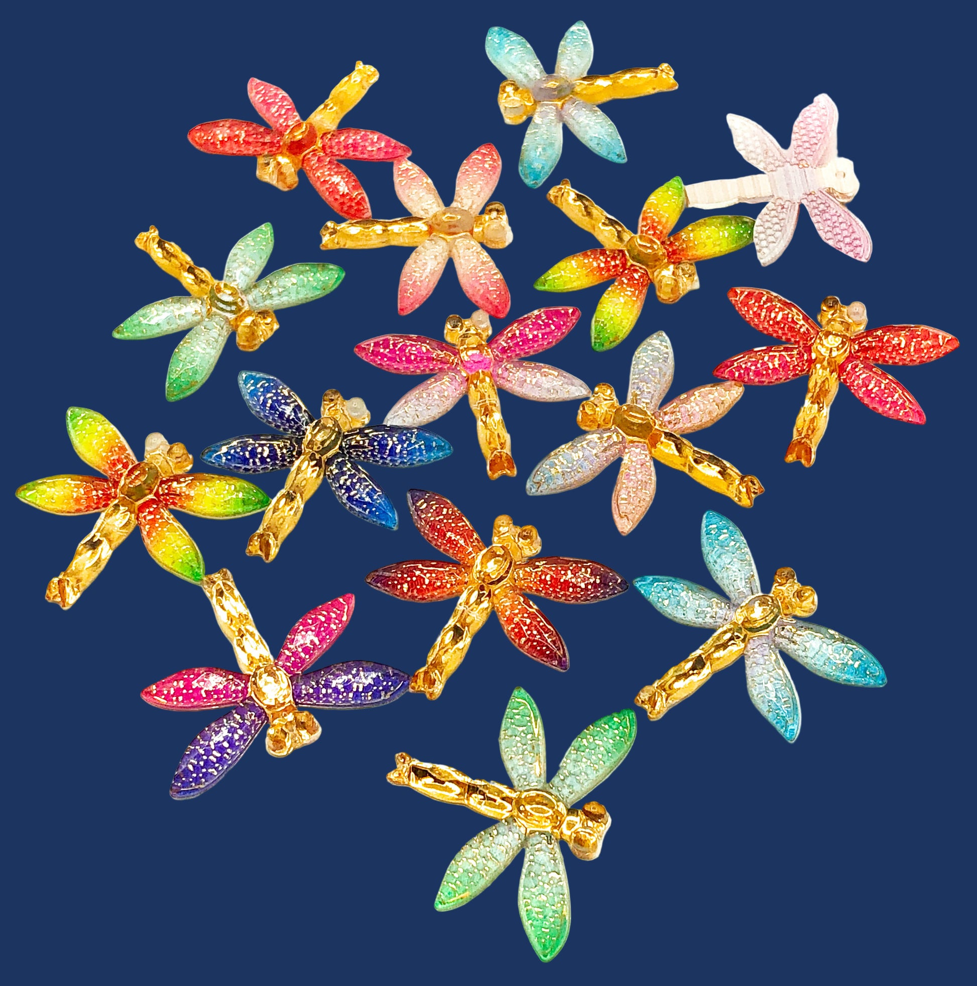 dragonfly dragonflies fb acrylic flat back flatbacks gold sparkly craft supplies uk crafts metallic insect embellishment decoden glittery glitter
