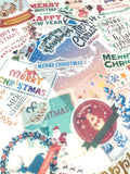 large big jumbo christmas festive sticker flake flakes stickers pack of 60 uk cute kawaii stationery sentiments merry happy tree santa snow globe words