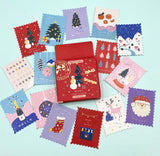 christmas festive stamp stamps sticker stickers set of mii box 45 pack uk cute kawaii red blue pink lilac seasons greetings snow pretty cute seals packaging supplies stationery