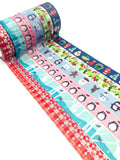 christmas 10m roll rolls washi tape tapes uk cute kawaii stationery planner supplies red pink green blue penguin snowflake woodland winter wreath  festive