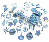 blue christmas translucent sticker flake flakes stickers vintage retro pretty stationery uk kawaii 40 bauble deer snowflake festive