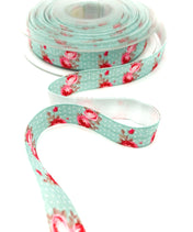 pink and turquoise blue shabby chic roses polka dot elastic ribbon foe ribbons uk craft supplies rose