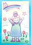 cute kawaii individual single postcard pretty cards post card bunny rabbit girl cat pastel uk stationery