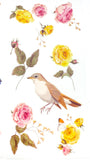 bird birds and flower flowers floral large translucent sticker stickers sheet pack of 3 uk cute kawaii washi paper stationery blue pink yellow nature leaves flowers
