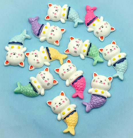 purrmaid purrmaids cute cat mermaid cats mermaids resin fb flatback flat back backs uk kawaii embellishments craft supplies