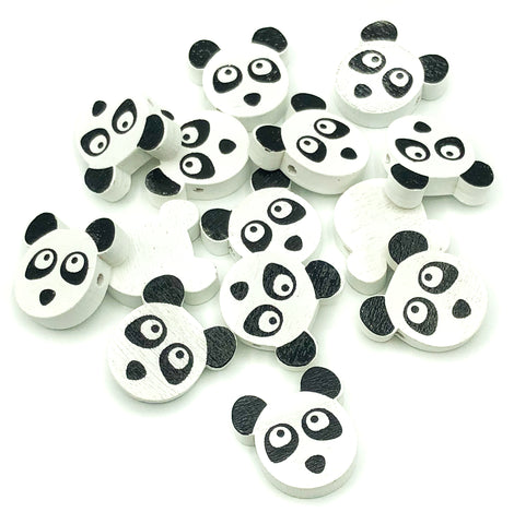 panda face pandas wood wooden beads chunky 21mm kawaii bead