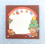 kawaii festive christmas sticky memo notes pad set snow globe presents elf snowman tree sleigh memos uk cute stationery gift stocking filler