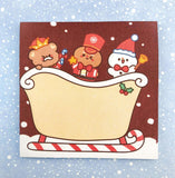kawaii festive christmas sticky memo notes pad set snow globe presents elf snowman tree sleigh memos uk cute stationery gift stocking filler bear nutcracker snowman