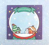 kawaii festive christmas sticky memo notes pad set snow globe presents elf snowman tree sleigh memos uk cute stationery gift stocking filler snow globe scene winter
