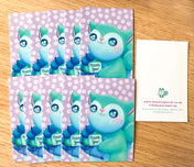 thank you thankyou card cards mini lomo business size postcard postcards greetings packaging supplies packing happy mail uk stationery squirrel kawaii cute illustration art handmade made hand bundle turquoise purple teal blue 