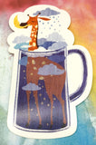 giraffe in glass teacup postcard post card cards uk kawaii stationery store pretty animal animals