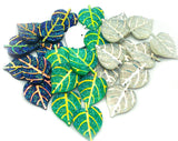 27mm glitter leaf leaves fb flat back embellishment uk cute kawaii craft supplies green silver blue resin ab iridescent
