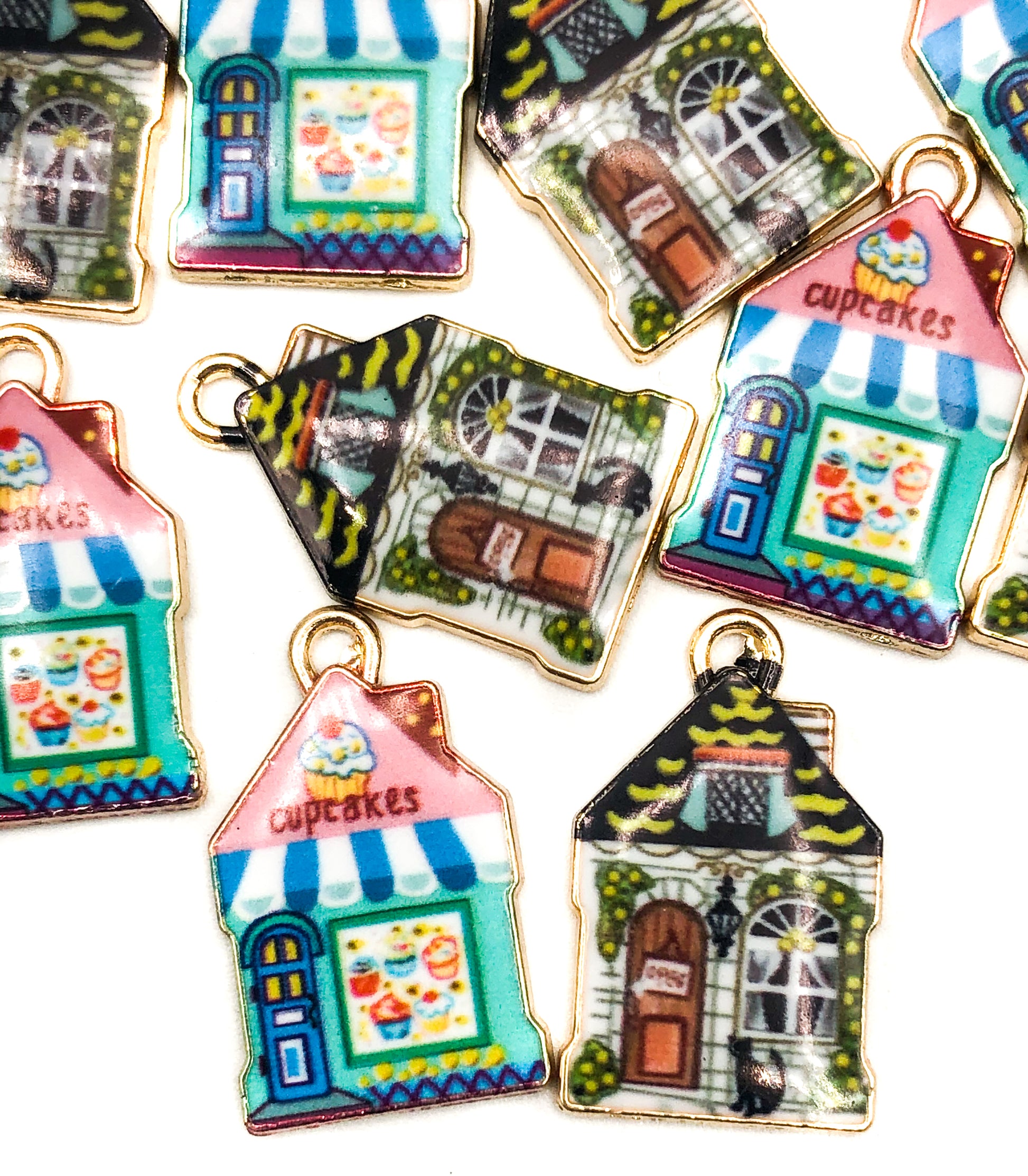 house gold tone charm 22mm halloween or cup cake shop charms uk craft supplies