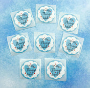 pretty things inside cute small 25mm round stickers sticker seals uk packaging stationery kawaii blue heart hearts  mailing