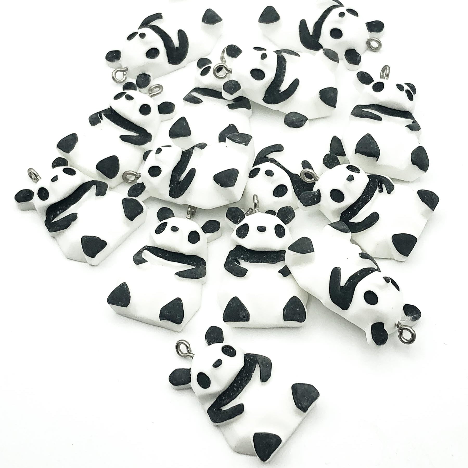 panda pandas resin large charm pendant charms uk kawaii cute craft supplies black and white