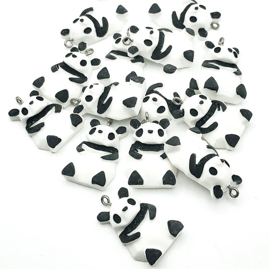 panda pandas resin large charm pendant charms uk kawaii cute craft supplies black and white