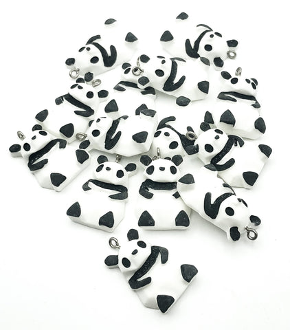 panda pandas resin large charm pendant charms uk kawaii cute craft supplies black and white