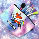 magical fox unicorn foxicorn foxcorn unifox cosmetic bag pouch pencil case large bags cute kawaii uk gift gifts present galaxy print