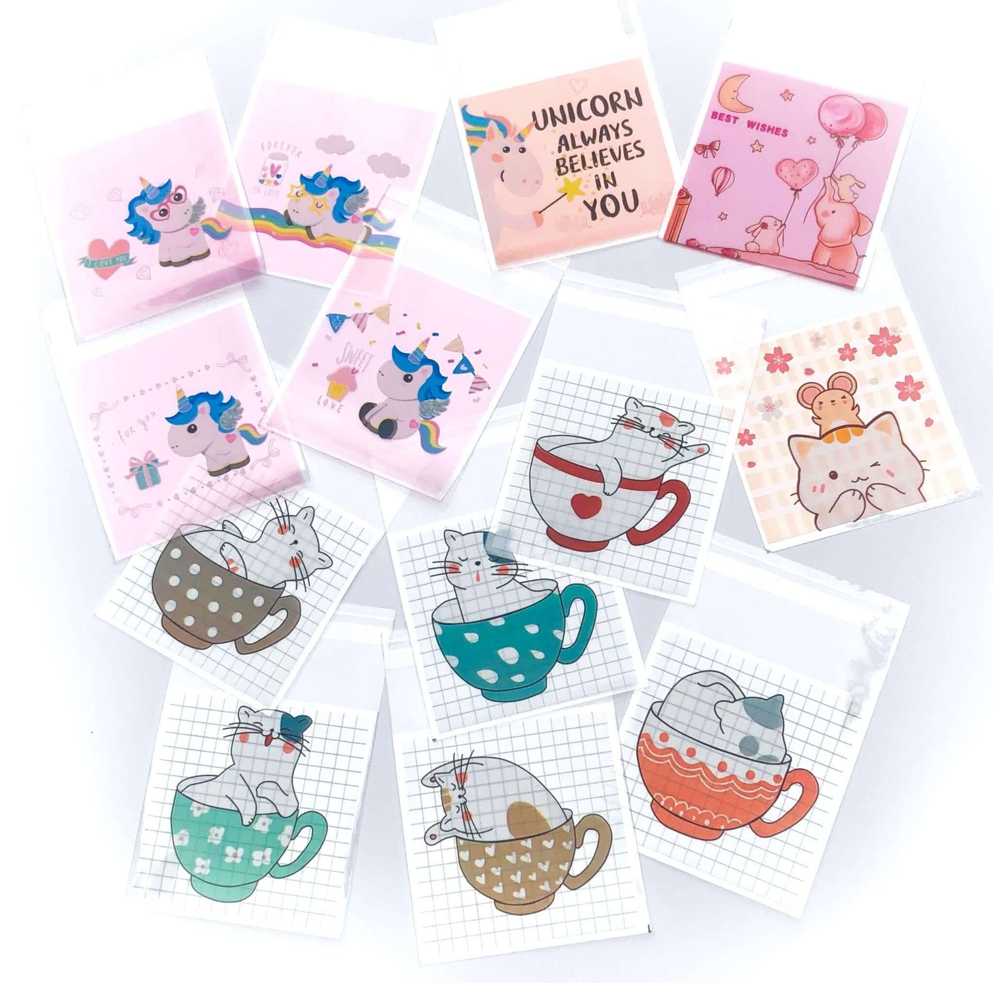kawaii cellophane bag bags cello packing packaging supplies uk cute cat cats unicorn unicorns elephant