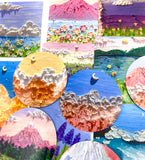 oil painting seascape landscape picture paintings stickers sticker flakes pack of 34 large box beautiful vibrant floral flowers uk stationery cute kawaii