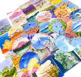 oil painting seascape landscape picture paintings stickers sticker flakes pack of 34 large box beautiful vibrant floral flowers uk stationery cute kawaii