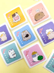 cute cat square 30mm 3cm stickers pretty fun adorable uk kawaii stationery packaging supplies