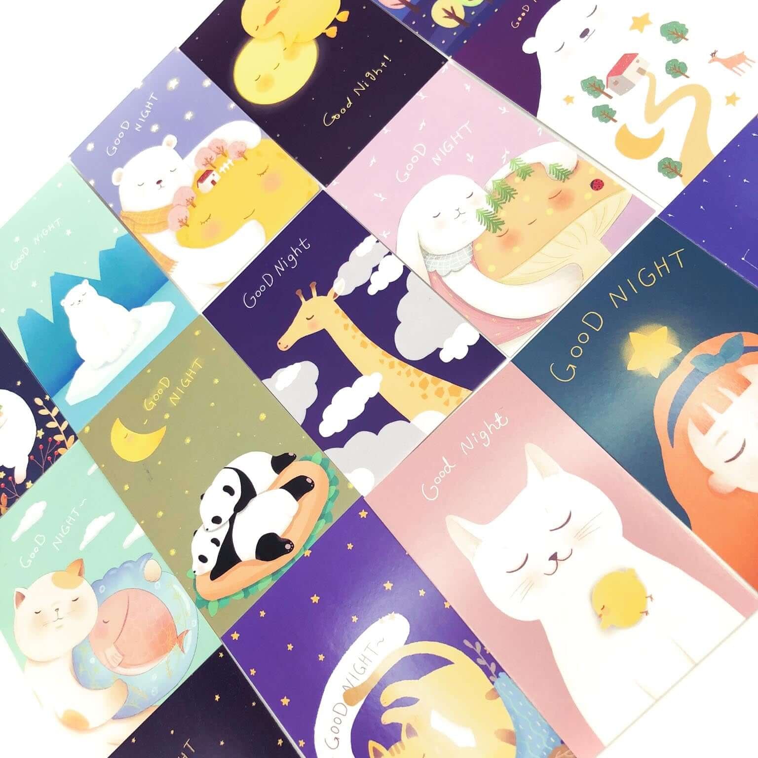 good night star starry sky nightime lomo card cards cute kawaii mini postcard packs animals sky sleep uk stationery