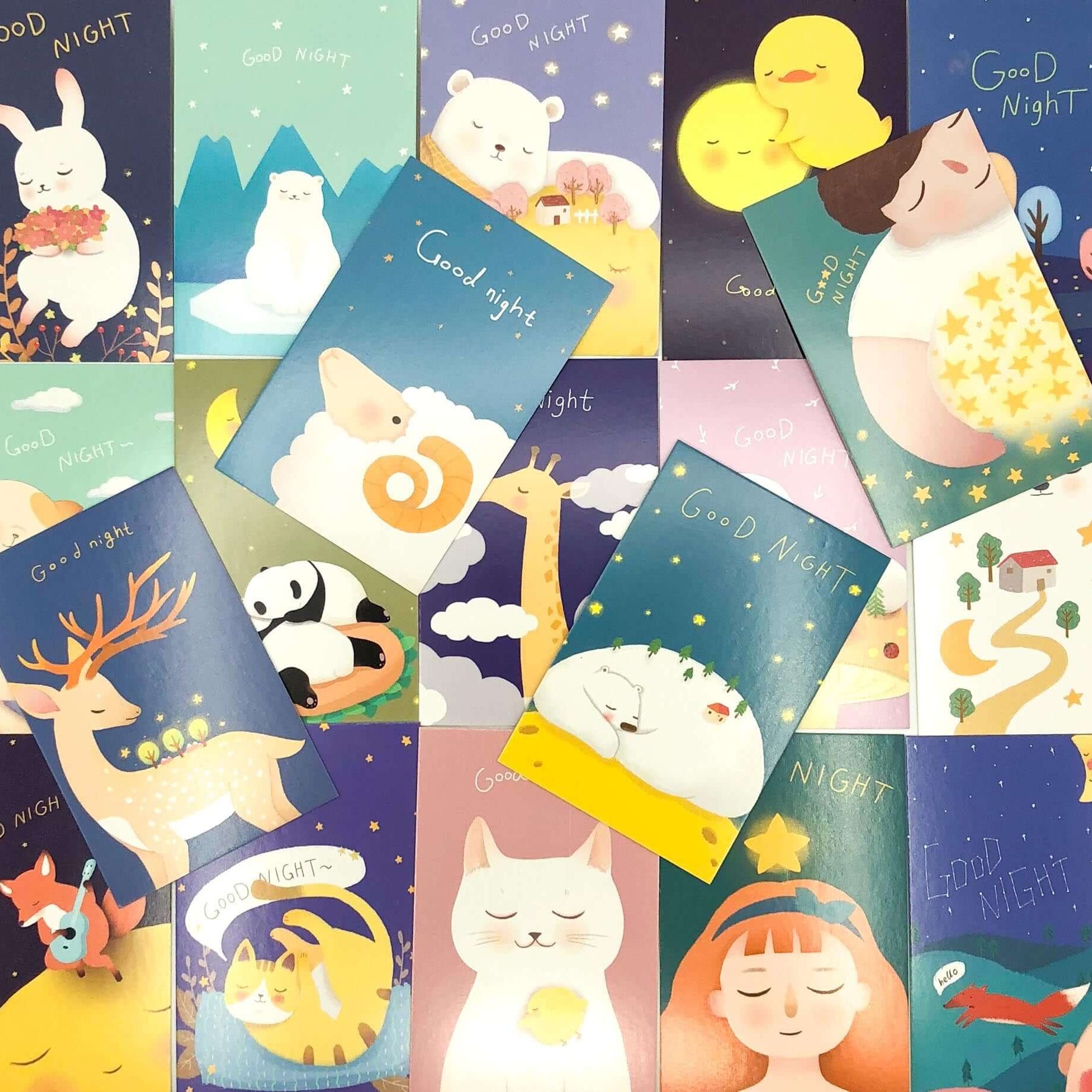 good night star starry sky nightime lomo card cards cute kawaii mini postcard packs animals sky sleep uk stationery