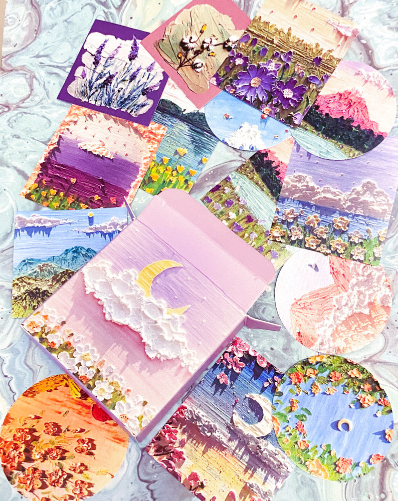 oil painting seascape landscape picture paintings stickers sticker flakes pack of 34 large box beautiful vibrant floral flowers uk stationery cute kawaii
