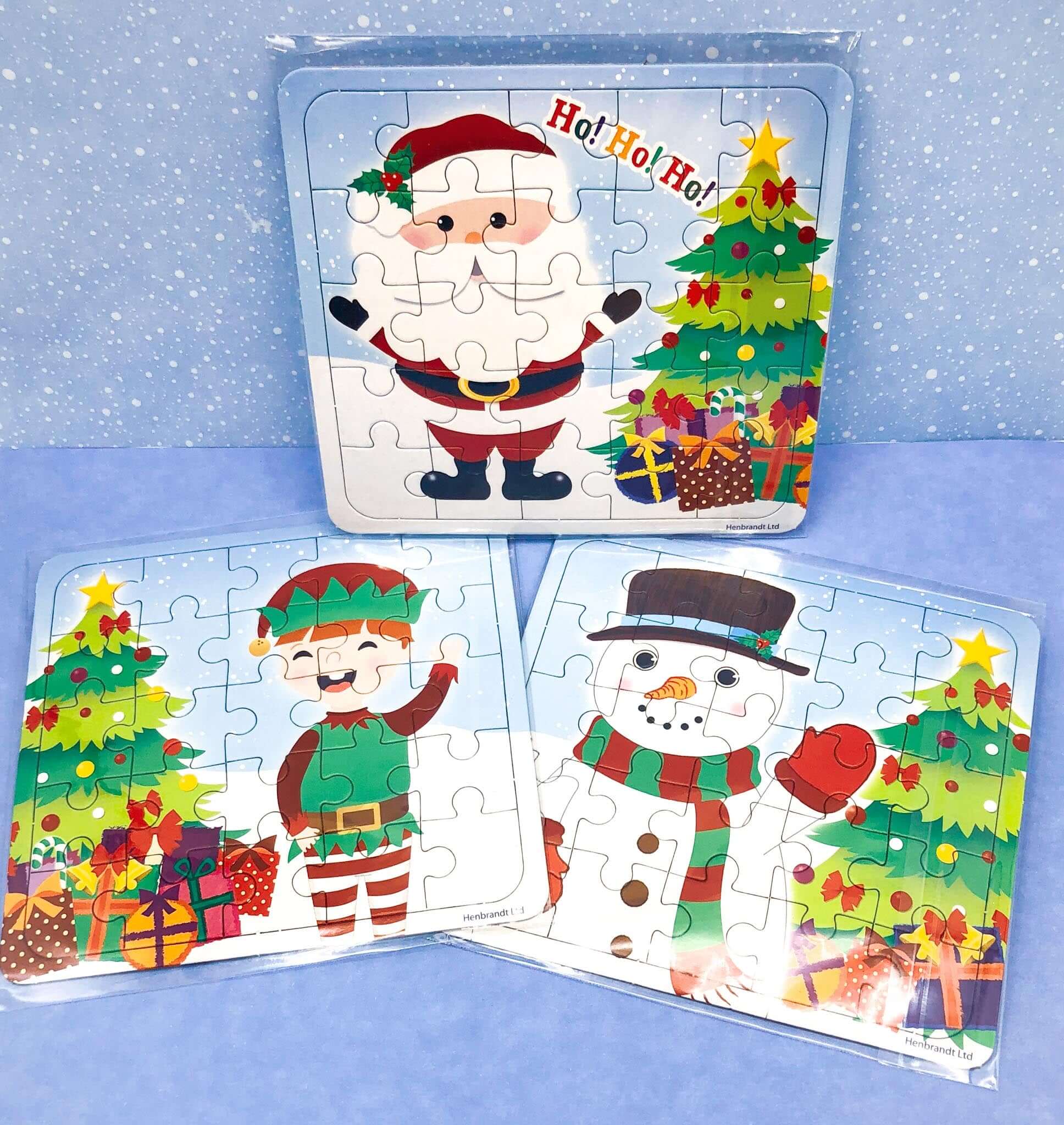 child kid kid's easy jigsaw puzzle 25 piece pieces card santa claus father christmas festive snowman elf elves stocking filler gifts uk
