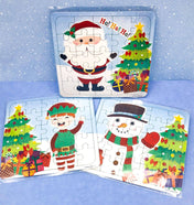 child kid kid's easy jigsaw puzzle 25 piece pieces card santa claus father christmas festive snowman elf elves stocking filler gifts uk