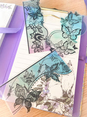 butterfly butterflies floral flowers flower plastic clear bookmark bright rainbow uk cute kawaii stationery  pretty gift gifts