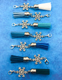 sparkly snowflake rhinestone snowflakes silver tone metal tassel planner charm charms uk gift planning supplies turquoise blue white teal