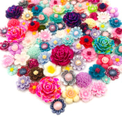 resin flower fb flat back bundle of 20 mixed flowers embellishments cabochons uk craft supplies