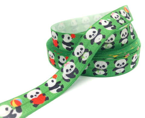 red and green panda elastic ribbon pandas elastics ribbons cute kawaii foe fold over heart uk craft supplies store