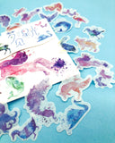 watercolour water colour animals wildlife translucent sticker flake flakes stickers cute kawaii planner stationery uk