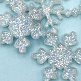Acrylic Glitter Snowflake 18mm Silvery Flat Back- 2 Designs
