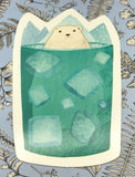 cute polar bear in glass in mug cute teacup postcard post card cards uk kawaii stationery store pretty animal animals